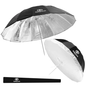 Sombrinha 180cm Greika Preta Branca Estúdio + Capa Difusora
