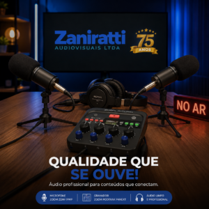 Kit Podcast Microfone Zoom ZDM-1PMP com Fones de Ouvido, Cabo XLR e Suporte de Mesa