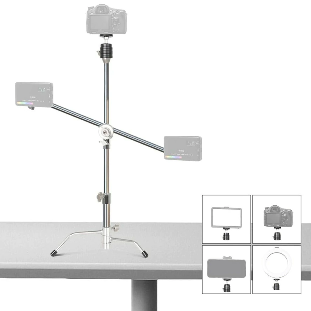Tripé Mini Greika C Stand Inox 53cm 3 Cabeças Ball Head Foto/Vídeo - Imagem 4