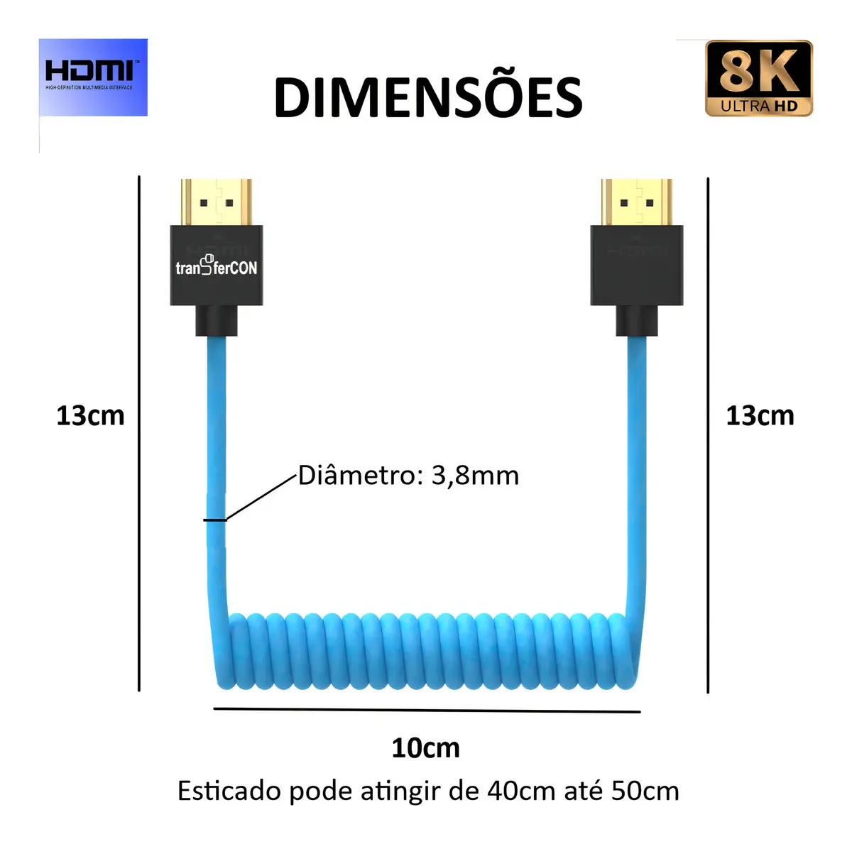 Cabo hdmix hdmi 8k espiral FL-201 - Imagem 3